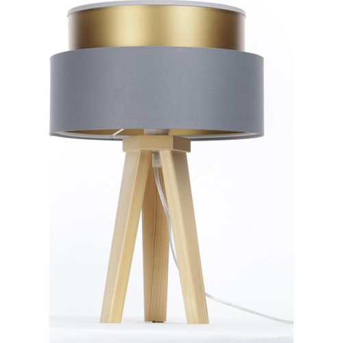 Lampe à Poser Élégante Effet Satiné Gris Et Or Intérieur Lumineux