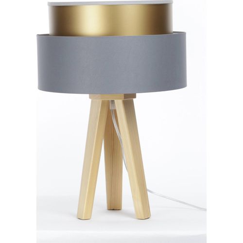 Lampe à Poser Élégante Effet Satiné Gris Et Or Intérieur Lumineux