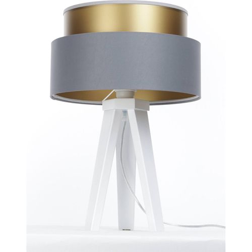 Lampe à Poser Satinée Gris Doré Effet Lumineux Élégant