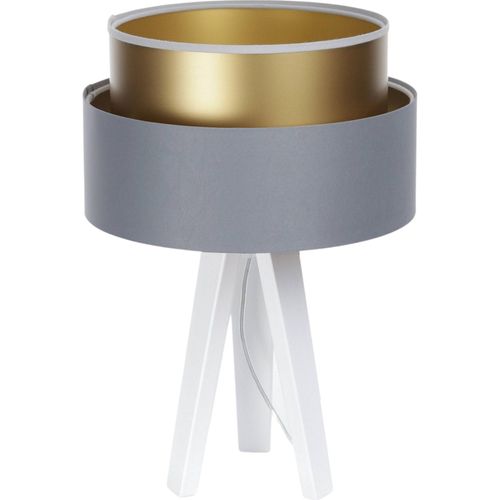 Lampe à Poser Satinée Gris Doré Effet Lumineux Élégant