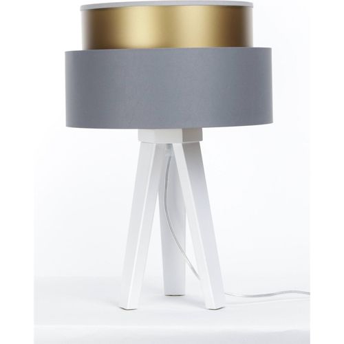 Lampe à Poser Satinée Gris Doré Effet Lumineux Élégant