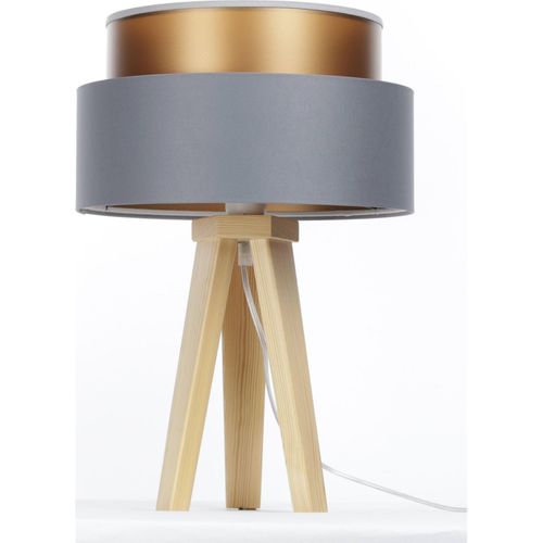 Lampe à Poser Design Satin Gris Intérieur Cuivre Éclat Raffiné