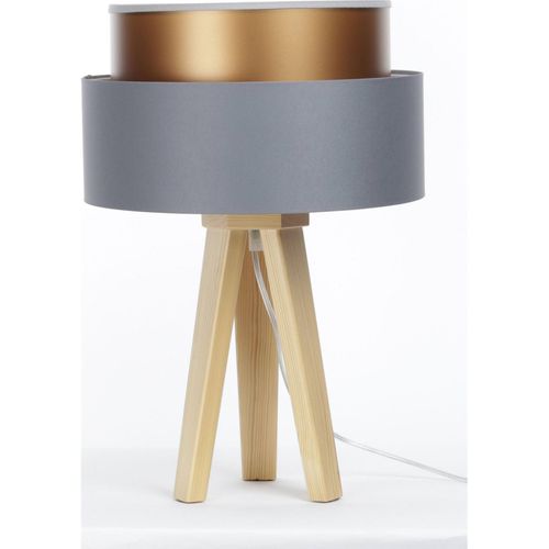 Lampe à Poser Design Satin Gris Intérieur Cuivre Éclat Raffiné