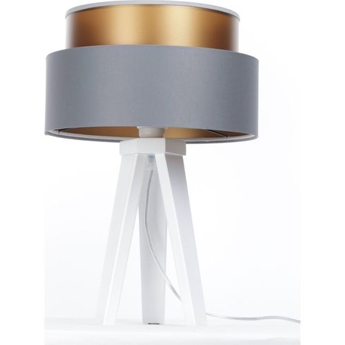 Lampe à Poser Design Duo Élégant Effet Satiné Gris Et Cuivre