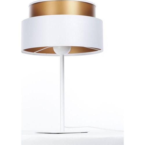 Lampe à Poser Design Blanc Satiné Effet Cuivre Intérieur Lumineux