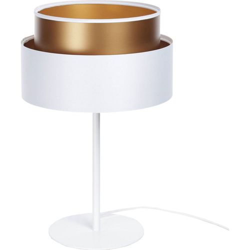 Lampe à Poser Design Blanc Satiné Effet Cuivre Intérieur Lumineux