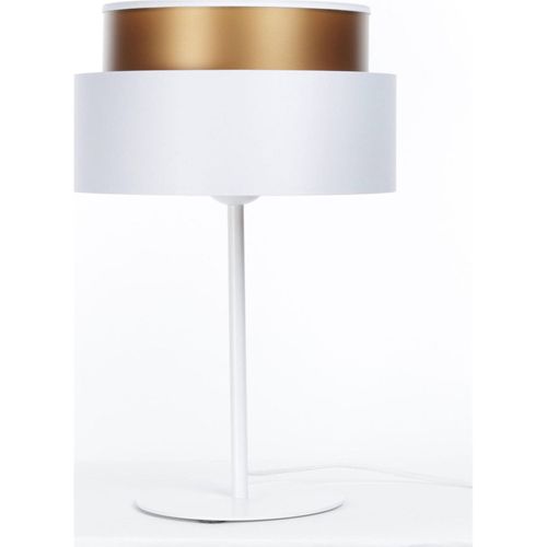 Lampe à Poser Design Blanc Satiné Effet Cuivre Intérieur Lumineux