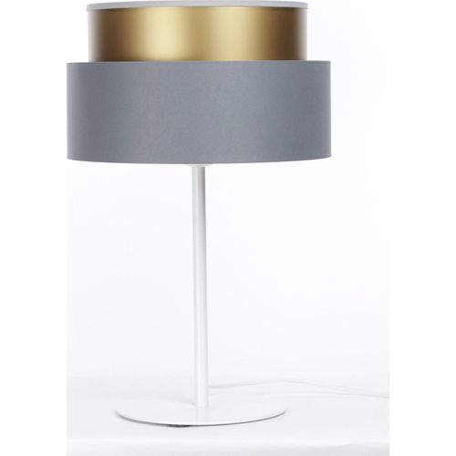 Lampe à Poser Élégante Effet Satin Gris Et Or Ambiance Chaleureuse