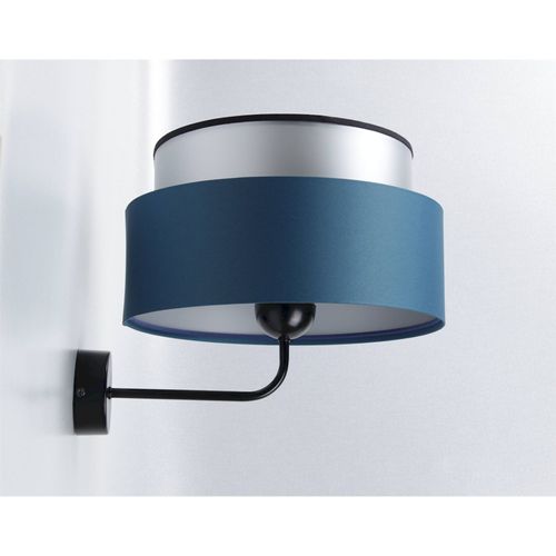 Applique Murale Élégante Bleu Nuit Effet Lumineux Argent Satiné