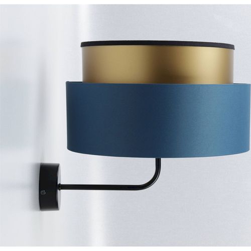 Applique Murale Satin Bleu Nuit Et Or Effet Lumineux Élégant