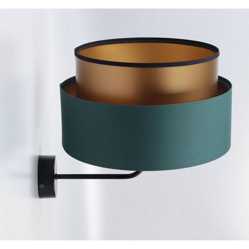 Applique Murale Satin Vert Bouteille Intérieur Cuivre Élégant