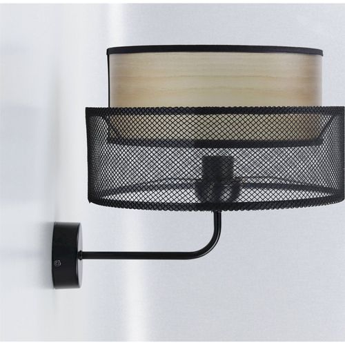 Applique Murale Élégante Maille Noire Et Effet Bois Intérieur