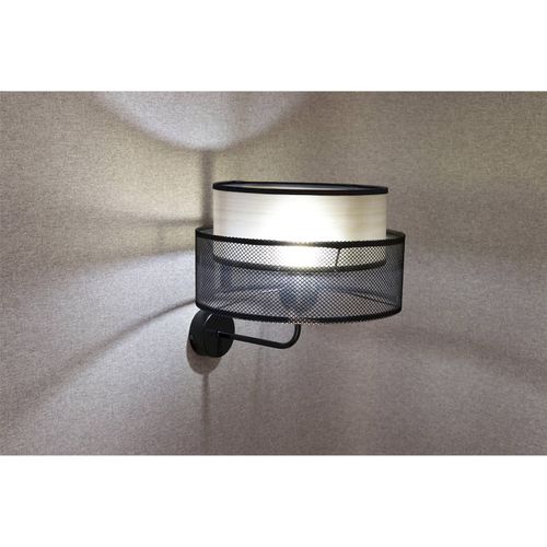 Applique Murale Élégante Maille Noire Et Effet Bois Intérieur