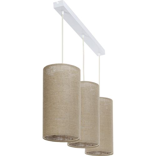 Suspension Boho Élégant Tissu Crème Ajustable Compatible LED