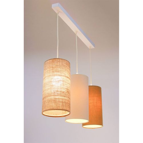 Suspension Boho Élégant Tissu Crème Ajustable Compatible LED