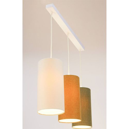 Suspension Boho Élégant Tissu Crème Ajustable Compatible LED