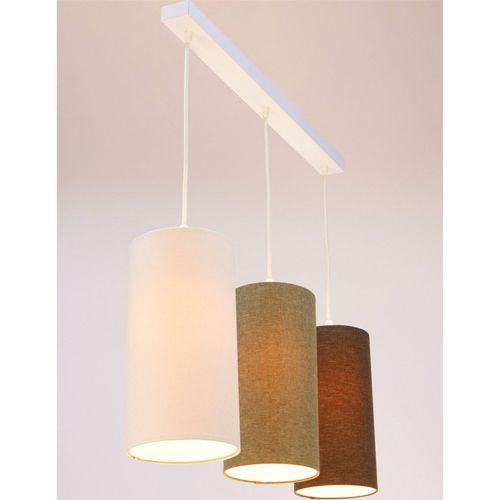 Suspension Boho Élégant Tissu Crème Hauteur Ajustable LED E27