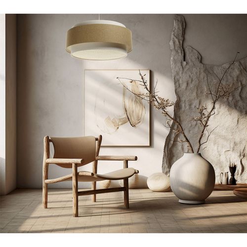 Suspension Boho Chic Tissu Et Rotin Lumière Douce Ajustable