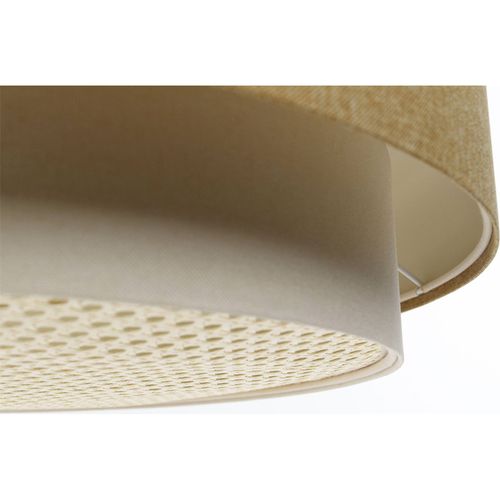 Suspension Boho Chic Tissu Et Rotin Lumière Douce Ajustable