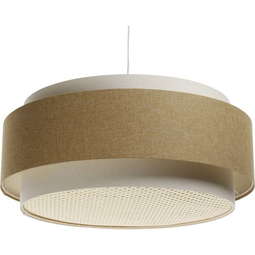 Suspension Boho Chic Tissu Et Rotin Lumière Douce Ajustable