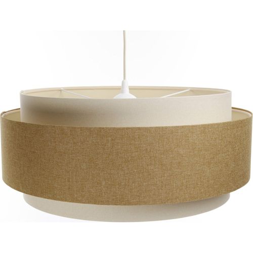 Suspension Boho Chic Tissu Et Rotin Lumière Douce Ajustable