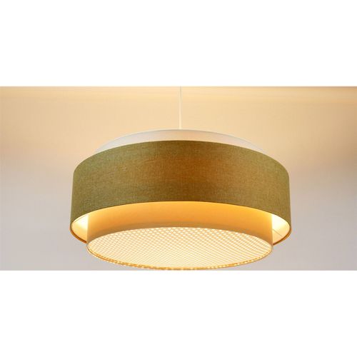 Suspension Boho Chic Tissu Et Rotin Lumière Douce Ajustable