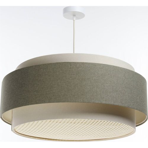 Suspension Boho Élégant Tissu Structuré Et Diffuseur Rotin