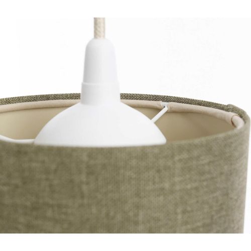 Suspension Bohème En Lin Naturel Effet Rotin Ambiance Chaleureuse D. 15 Cm - H20 Cm Beige