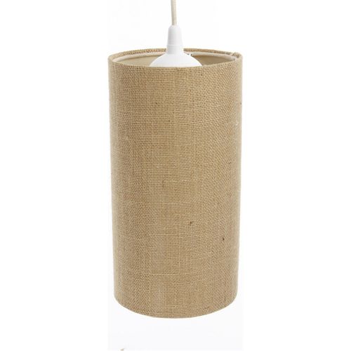 Suspension Bohème En Lin Naturel Effet Rotin Ambiance Chaleureuse D. 15 Cm - H20 Cm Beige
