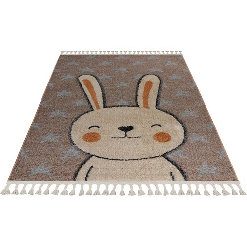 Tapis Rond Enfant Lapin Beige Effet 3d Doux 230 X 160 Cm Beige