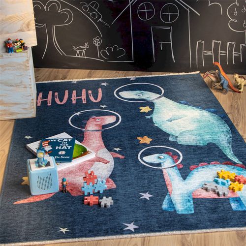Tapis Enfant Doux Dinosaures Espace Antidérapant Washable