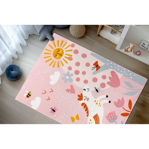 Tapis Enfant Rose Wonder Lavable Et Antiallergique 160 X 115 Cm Rose