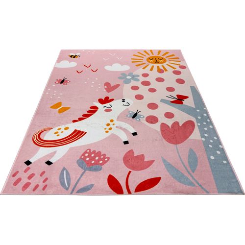 Tapis Enfant Rose Wonder Lavable Et Antiallergique 160 X 115 Cm Rose