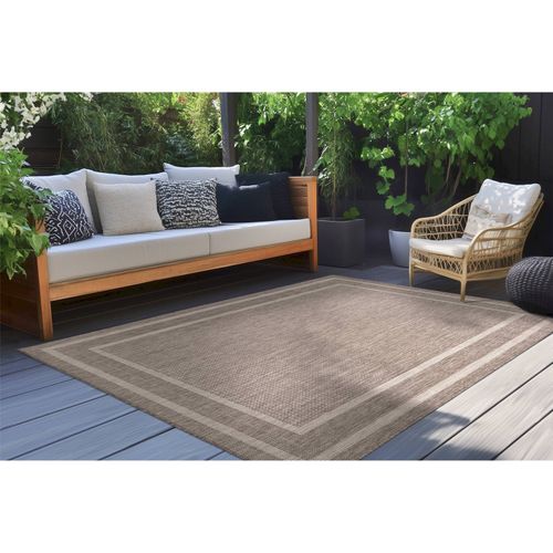 Tapis Taupe Plat En Polypropylène Hydrofuge Intérieur Extérieur 170 X 120 Cm Gris