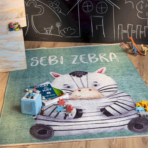 Tapis Enfant Zèbre Doux Antidérapant Lavable