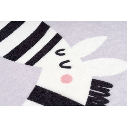 Tapis Enfant Gris Zèbre Doux Lavable Antiallergique 160 X 115 Cm Gris