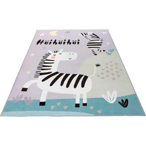 Tapis Enfant Gris Zèbre Doux Lavable Antiallergique 230 X 160 Cm Gris