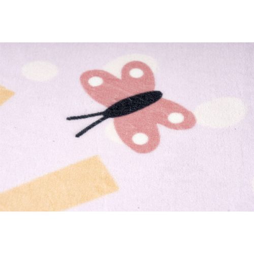 Tapis Enfant Rose Doux Lavable Motif Lapin Soleil 230 X 160 Cm Rose