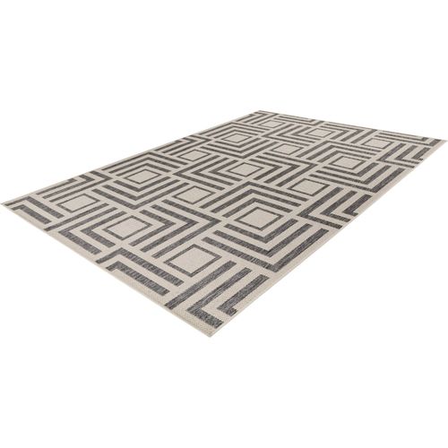 Tapis Plat Ivoire Motif Géométrique Dense Intérieur Extérieur 110 X 60 Cm Beige