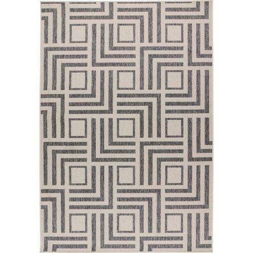 Tapis Plat Ivoire Motif Géométrique Dense Intérieur Extérieur 230 X 160 Cm Beige