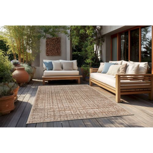 Tapis Tribal Multicolore Robuste Intérieur Extérieur 290 X 200 Cm Beige