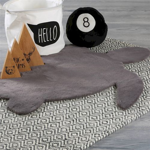 Tapis Enfant Tortue Gris Ultra Doux Effet Peluche