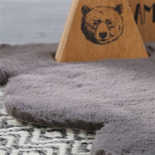 Tapis Enfant Tortue Gris Ultra Doux Effet Peluche