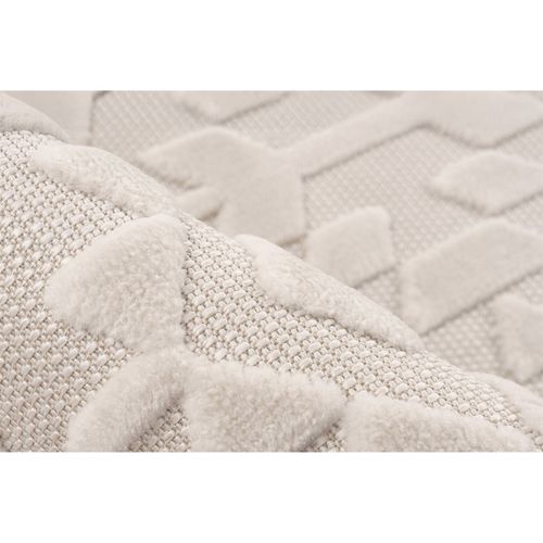 Tapis Intérieur Extérieur Ivoire Motif Géométrique Robuste 150 X 80 Cm Beige