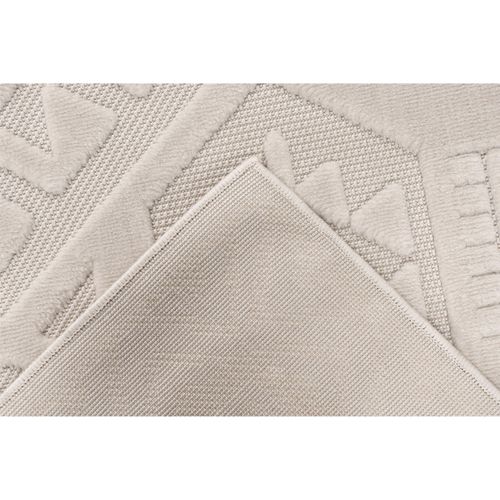 Tapis Intérieur Extérieur Ivoire Motif Géométrique Robuste 290 X 200 Cm Beige