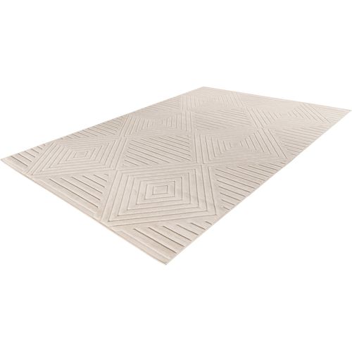 Tapis Intérieur Extérieur Ivoire Motif Géométrique Moderne 150 X 80 Cm Beige