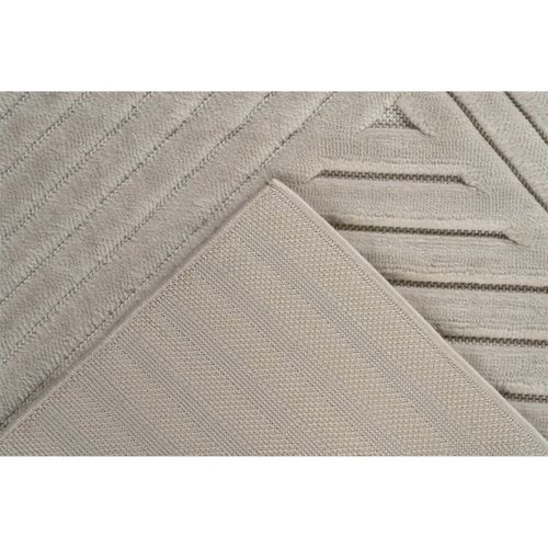 Tapis Intérieur Extérieur Ivoire Motif Géométrique Moderne 290 X 200 Cm Beige