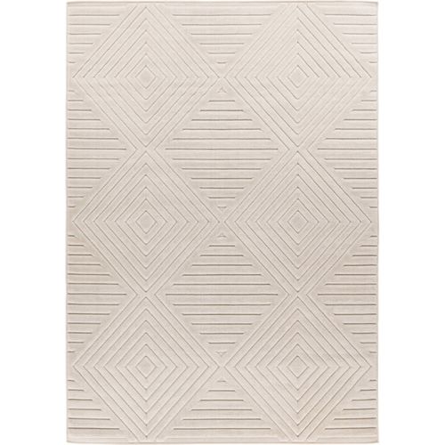 Tapis Intérieur Extérieur Ivoire Motif Géométrique Moderne 290 X 200 Cm Beige