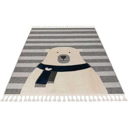 Tapis Rond Enfant Ours Gris Effet 3d Doux Et Durable 230 X 160 Cm Gris
