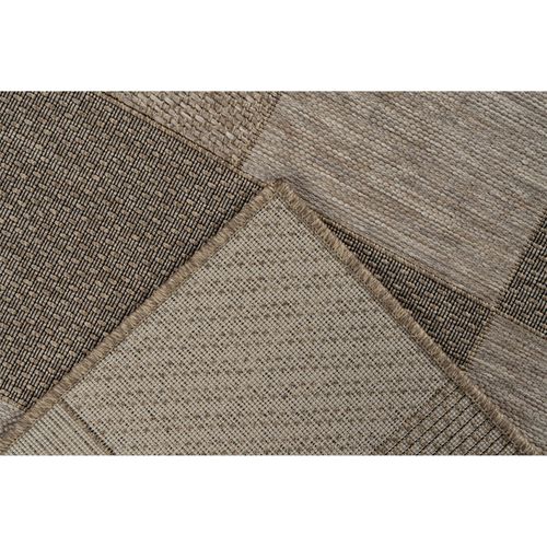 Tapis Patchwork Naturel Gris Robuste Intérieur Extérieur 170 X 120 Cm Beige